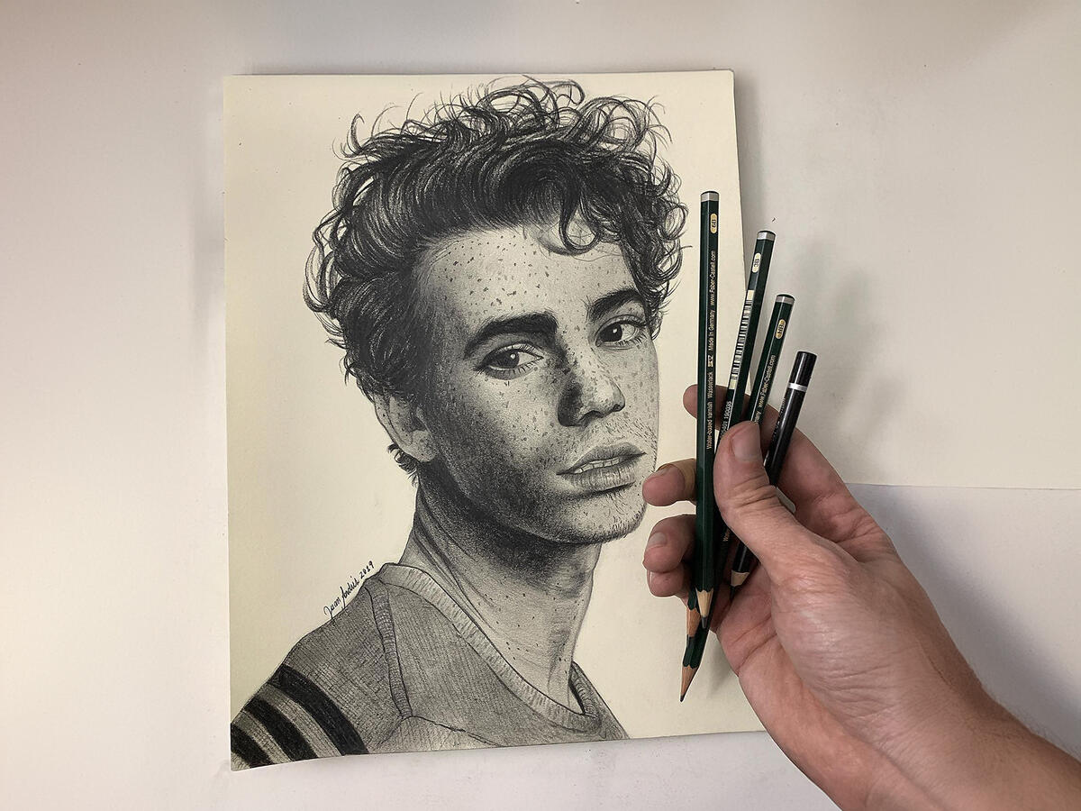 Realistic colored pencil portrait of Cameron Boyce drawn by Juan Da Corte